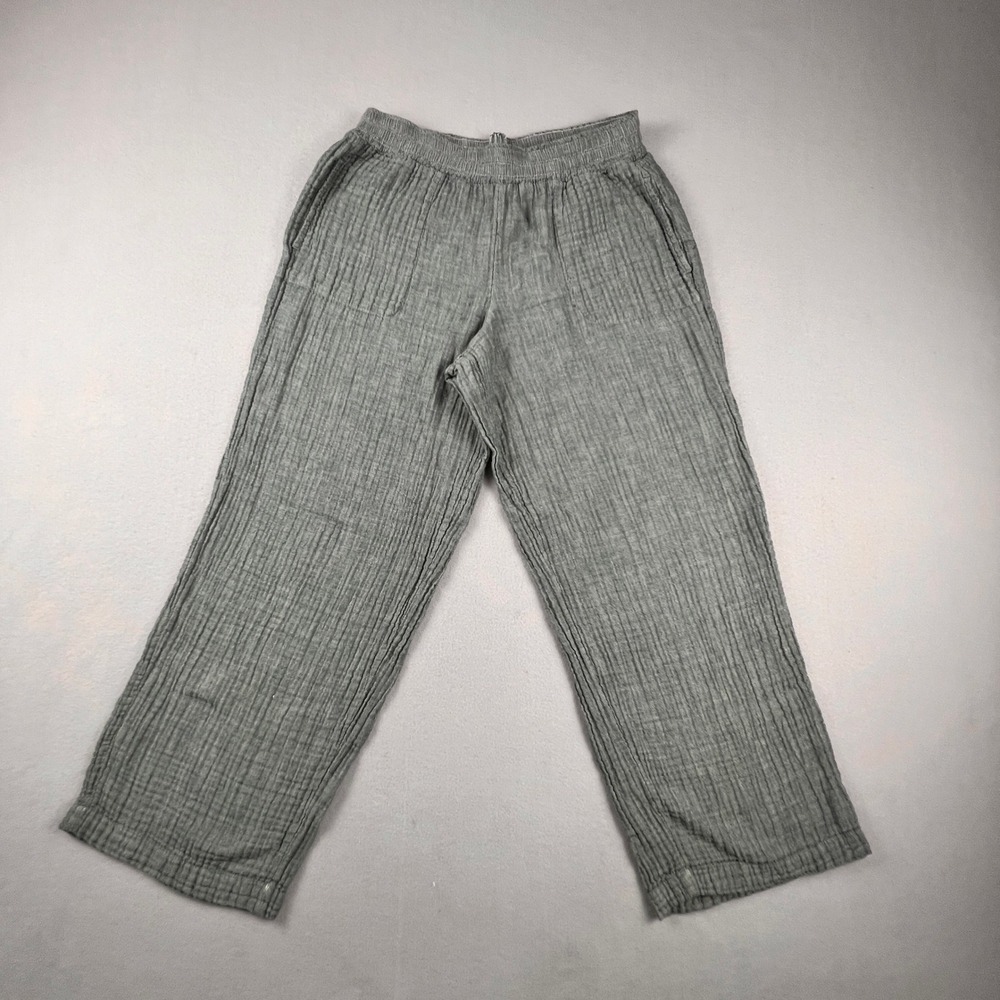 Gauze Pants S Grey Cotton Elastic Waist Relaxed Boho Lounge Trousers Somad